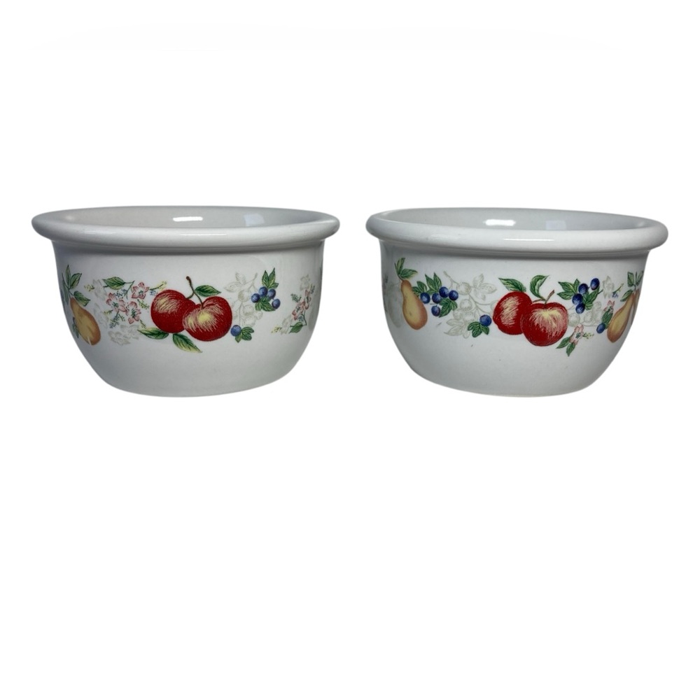 Set - 2 Corelle Coordinates Orchard Delight 7 Oz Stoneware Bowls Crocks.
